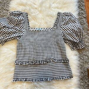 Black & white Gingham Smocked top